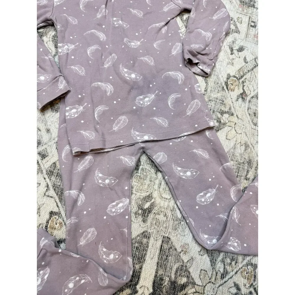 Girls Owlivia Organic Cotton 2 Piece Pajama Set Size 6 Mauve Soft Sleeping